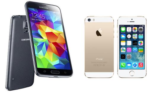 Samsung Galaxy S5 vs iPhone 5S Big, Brash Android vs Slight, Beautiful iPhone   Which one are you? 