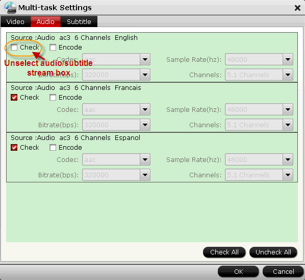 Multi-track Settings