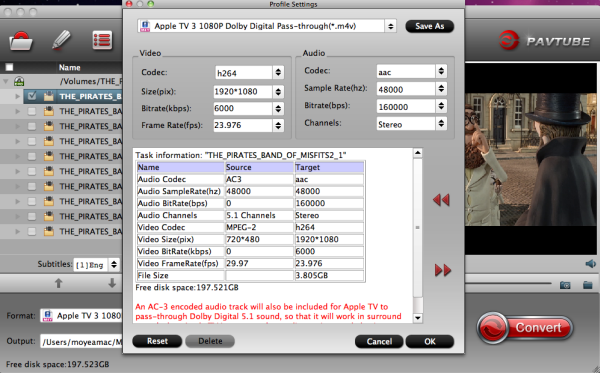 apple tv settings1 Rip Blu ray to Apple TV 3 with AC3 5.1 audio on Mac