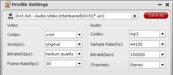 divx avi settings